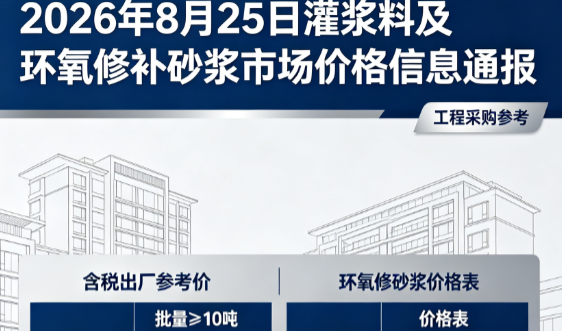 龙圩2026年8月25日灌浆料及环氧修补砂浆市场价格信息通报